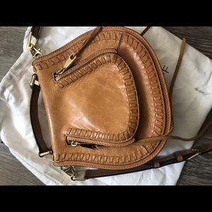Small vanity leather saddle bag